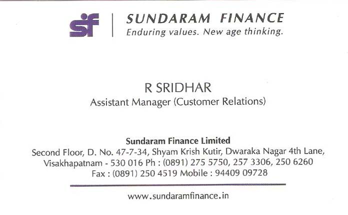 SUNDARAM FINANCE LTD.,SUNDARAM FINANCE LTD.Finance Companies,SUNDARAM FINANCE LTD.Finance Companies, SUNDARAM FINANCE LTD. contact details, SUNDARAM FINANCE LTD. address, SUNDARAM FINANCE LTD. phone numbers, SUNDARAM FINANCE LTD. map, SUNDARAM FINANCE LTD. offers, Visakhapatnam Finance Companies, Vizag Finance Companies, Waltair Finance Companies,Finance Companies Yellow Pages, Finance Companies Information, Finance Companies Phone numbers,Finance Companies address