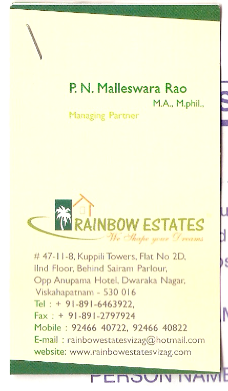 P.N MALLESWARA RAO,P.N MALLESWARA RAOReal Estate Consultants,P.N MALLESWARA RAOReal Estate Consultants1 Town, P.N MALLESWARA RAO contact details, P.N MALLESWARA RAO address, P.N MALLESWARA RAO phone numbers, P.N MALLESWARA RAO map, P.N MALLESWARA RAO offers, Visakhapatnam Real Estate Consultants, Vizag Real Estate Consultants, Waltair Real Estate Consultants,Real Estate Consultants Yellow Pages, Real Estate Consultants Information, Real Estate Consultants Phone numbers,Real Estate Consultants address