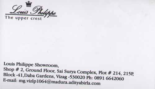 LOUIS PHILIPPE,LOUIS PHILIPPEClothes Shops,LOUIS PHILIPPEClothes Shops1 Town, LOUIS PHILIPPE contact details, LOUIS PHILIPPE address, LOUIS PHILIPPE phone numbers, LOUIS PHILIPPE map, LOUIS PHILIPPE offers, Visakhapatnam Clothes Shops, Vizag Clothes Shops, Waltair Clothes Shops,Clothes Shops Yellow Pages, Clothes Shops Information, Clothes Shops Phone numbers,Clothes Shops address