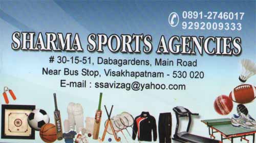 SHARMA SPORTS,SHARMA SPORTSSports Goods,SHARMA SPORTSSports GoodsDabagardens, SHARMA SPORTS contact details, SHARMA SPORTS address, SHARMA SPORTS phone numbers, SHARMA SPORTS map, SHARMA SPORTS offers, Visakhapatnam Sports Goods, Vizag Sports Goods, Waltair Sports Goods,Sports Goods Yellow Pages, Sports Goods Information, Sports Goods Phone numbers,Sports Goods address