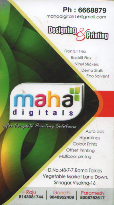 MAHA DIGITAL,MAHA DIGITALDesign Services,MAHA DIGITALDesign ServicesRama Talkies, MAHA DIGITAL contact details, MAHA DIGITAL address, MAHA DIGITAL phone numbers, MAHA DIGITAL map, MAHA DIGITAL offers, Visakhapatnam Design Services, Vizag Design Services, Waltair Design Services,Design Services Yellow Pages, Design Services Information, Design Services Phone numbers,Design Services address